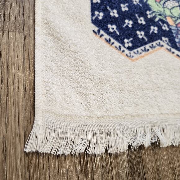 Vtg Stevens Vegetable Print Kitchen Dish Towel Easter Spring USA Fringe Boho - Picture 4 of 9